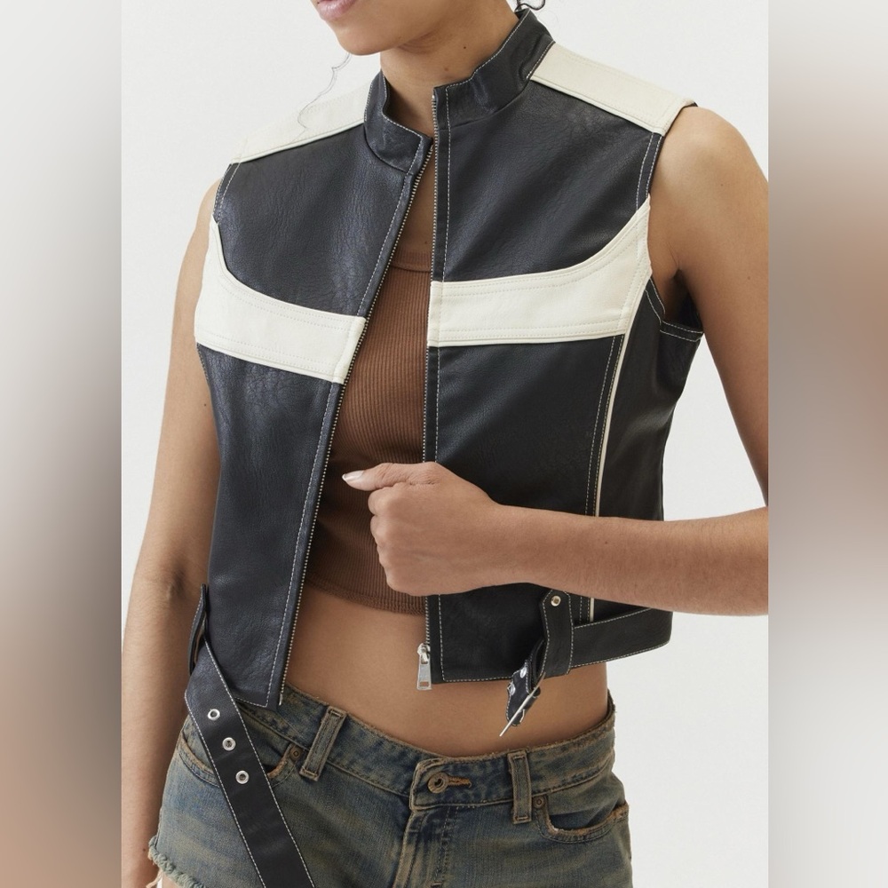 UO Jordan Cropped Moto Vest
